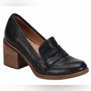 Sofft Sophia Penny Leather Loafer Stacked Heel, black, women’s size 7.5